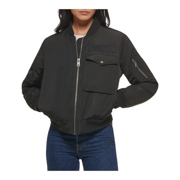 Levi's Women's Utility Flight Black Bomber Jacket Size Smalll - Picture 1 of 12